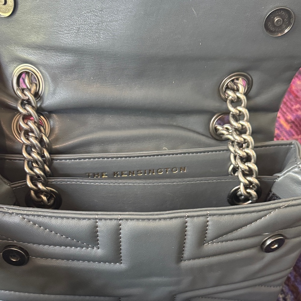 Kurt Geiger - The Kensington Dark Gray Quilted Shoulder Bag - Picture 7 of 10